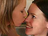 Petite teenie lesbians in steamy kitchen fucking action