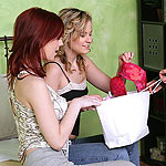 Three stunning ladies strip and lick shaved wet quims in bed