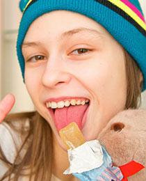 Teenie in knitted hat