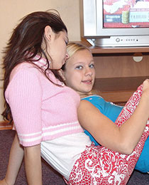 Teens kissing and teasing