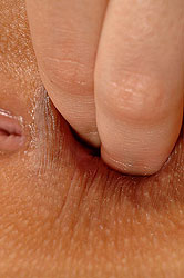 Horny blond fingers her tight ass