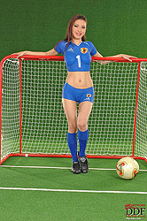 Naked sexy fan Agnes playing soccer