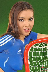 Naked sexy fan Agnes playing soccer