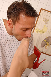 Nurse Kathia Nobili doing footjob