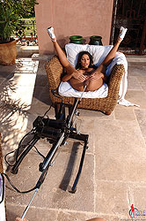 Yummy lesbians banged by a machine