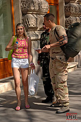 Teen gets a double facial cumshot