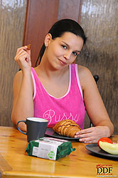 Brunette Eve Angel´s morning nudity