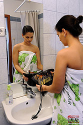 Eve Angel shows her morning body