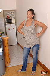 Eve Angel toying for a man on bed