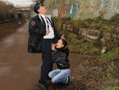 Old conductor fucks the teen stowaway passanger