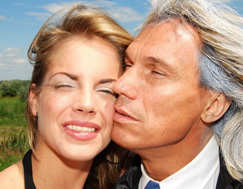  Hot blonde babe got fucked outdoor by an older man