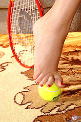 Sexy brunette in foot fetish action