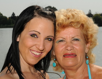 Overheated girlfriends fucking each at riverside