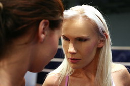 Kissy beats the hell out of that cowerdly bitch