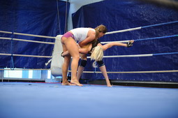 Fighter lesbian babes are dildoing their assholes