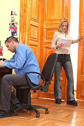 Blonde babe Christal sucking cock