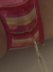 Jessica peeing through her panty and sucking dick