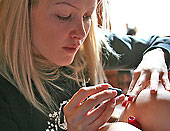 Blonde Sophie stop shooting photos to have sex