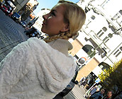 Denisa - Trashy European Blonde Denisa rides a huge cock