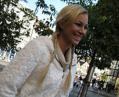 Denisa - Trashy European Blonde Denisa rides a huge cock