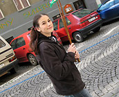 Jenna - Flirty brunette teen Jenna rides a huge cock