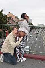 Ebony babe fucked in a tunnel in public Magmafilm