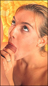 Teenage brunette enjoys to gobble on a big stiffy penis