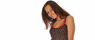 Stunning teenage brunette playing sexy games with the camera