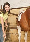 Cute teenager strips and masturbates in the horse stable