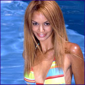 Exotic petite teen with perfect body poses for cam in pool