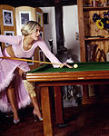 Two filthy British sluts playing a game of poolbilliard