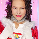 Brunette Xmas girlie toying her thight and wet pussy hole