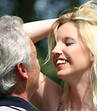 Horny blonde beauty gets fucked outdoor by an older male