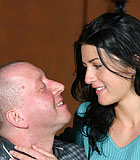 Brunette beauty pleases two stiff seniors cocks at once