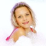 Blonde teenie showing her sweet body in a private foam bath