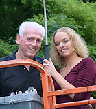 Dirty old senior bangs a teenage hottie in his boom lift
