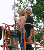 Dirty old senior bangs a teenage hottie in his boom lift