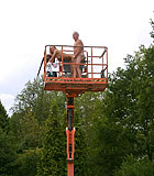 Dirty old senior bangs a teenage hottie in his boom lift