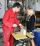 Blonde teenage beauty fucking her old and horny handyman