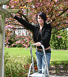 Chubby senior fucks a gorgeous petite teen in his backyard