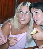 Two teenage stunners pleasing a dirty senior man orally