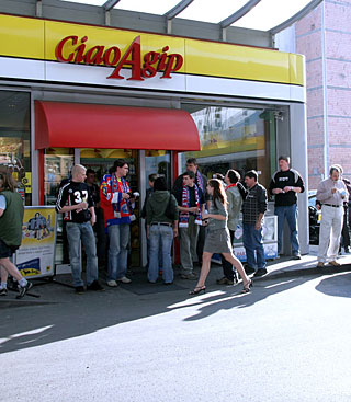 Naughty girl pleasing a strangers cock in a public toilet