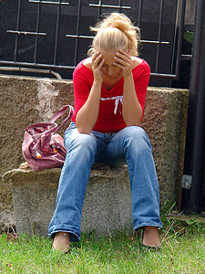 Sad blonde girl is getting cheered up by licking assholes