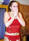 Teen in red lingerie gets double penetrated by two guys