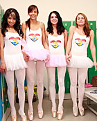Four cute lesbian girls practising their ballet lessons