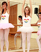 Four cute lesbian girls practising their ballet lessons