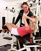 Sporting teenage blonde gets fucked by her own instructor