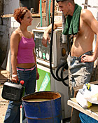 Willing teen with erect boobs pounded at the pump station