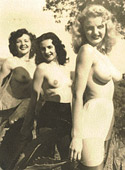 Several fifties ladies going naked in their own backyard