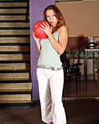 Grey senior enjoys bowling with a horny teenage brunette